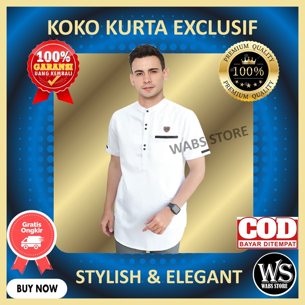 Baju Koko Subbanul Muslimin Pria Cowok Laki Laki Gus Azmi Elzatta El Fath Elegan Turki Lengan Pendek