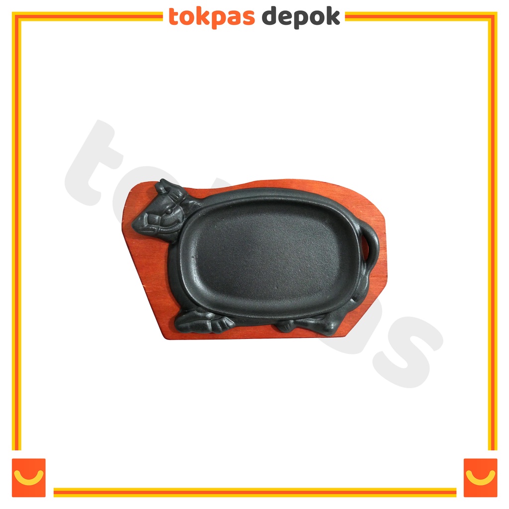 Premium Hot Plate Sapi + Tatakan Kayu Hot Plate Steak / Piring Steak BBQ Hot Plate Sapi + Tatakan Ka