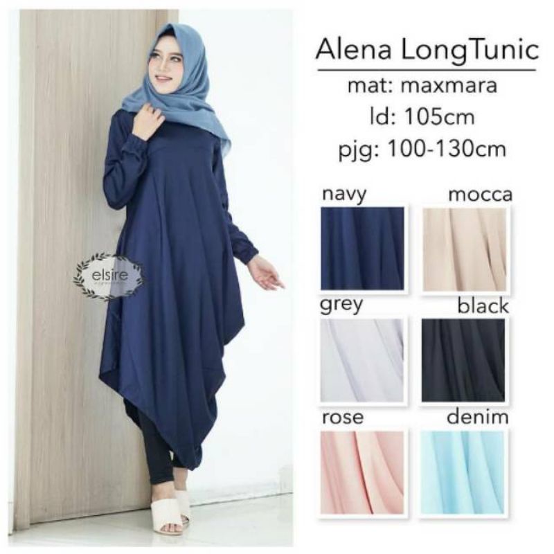 Alena long tunik atasan wanita fashion muslim remaja