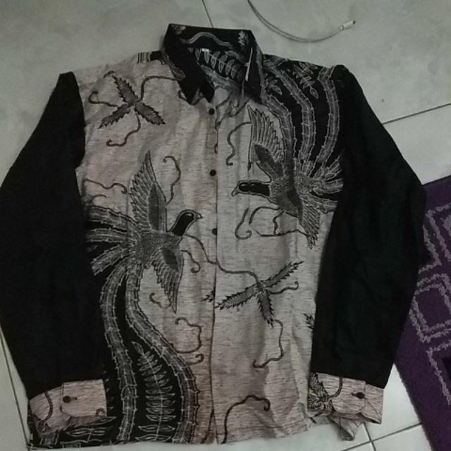Kemeja Batik Pria Lengan Panjang Hitam Manis M L Xl Xxl