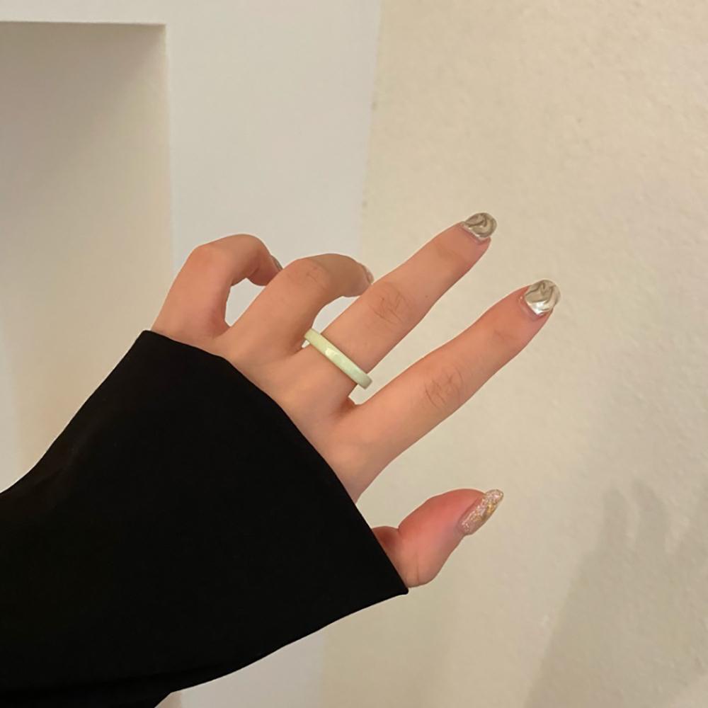 Agustinina Cincin Transparan Aesthetic Warna-Warni Minimalis Korea Tipis Untuk Hadiah Perhiasan Wanita