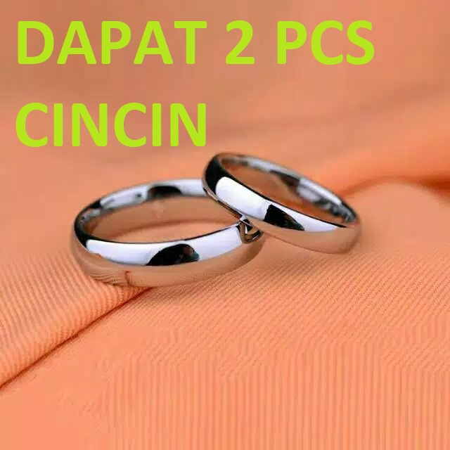 Cincin Kawin Udah Dapat 2 Pcs Cincin, Berlapis Emas 24K Polos silver(COD)