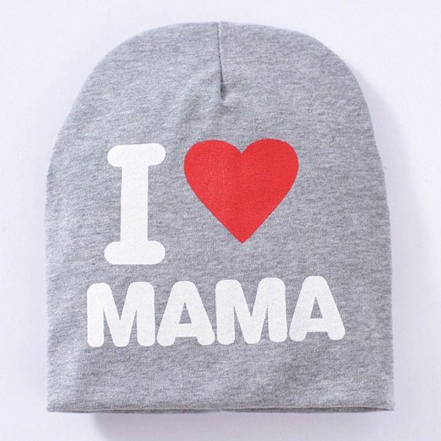 TOPI KUPLUK BAYI / TOPI ANAK UNISEX LUCU ( I LOVE MAMA / I LOVE PAPA )-I❤Mama - Abu