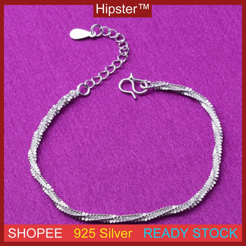 Fashion Aksesoris Perhiasan Gelang S925 Sterling Silver Gelang Sederhana