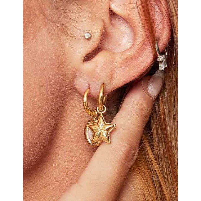 LRC Anting Tusuk Fashion Gold Starfish Shell Earrings D53141