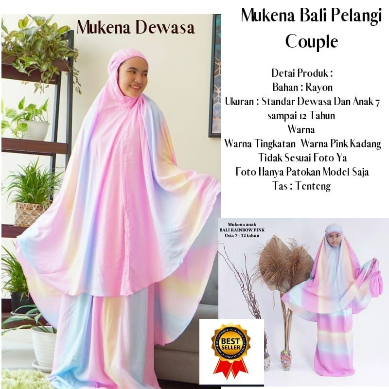 Mukena Couple Pelangi Warna Dan Motif Random