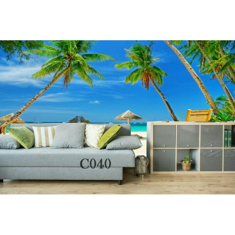 WALLPAPER 3D COSTUM DINDING TEMA PEMANDANGAN PANTAI