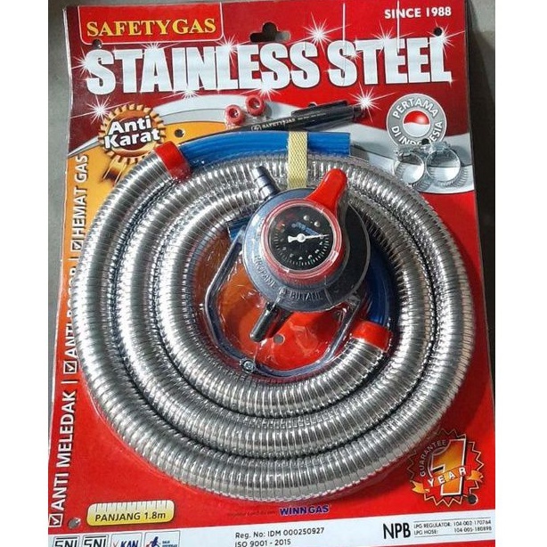 Safety gas , selang Paket gas safety gas + regulator , win gas W 900 , winn gas 900M
