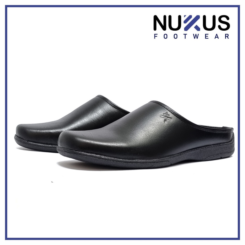 Nukus Sandal Selop Pria Kulit Sapi Asli Hitam - SLMG