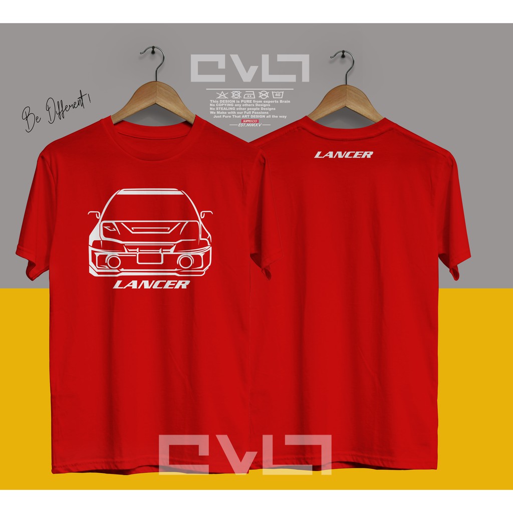 Kaos / Baju Mobil Mitsubishi Lancer Evo 4 Front Siluet Kaos Otomotif Keren Murah
