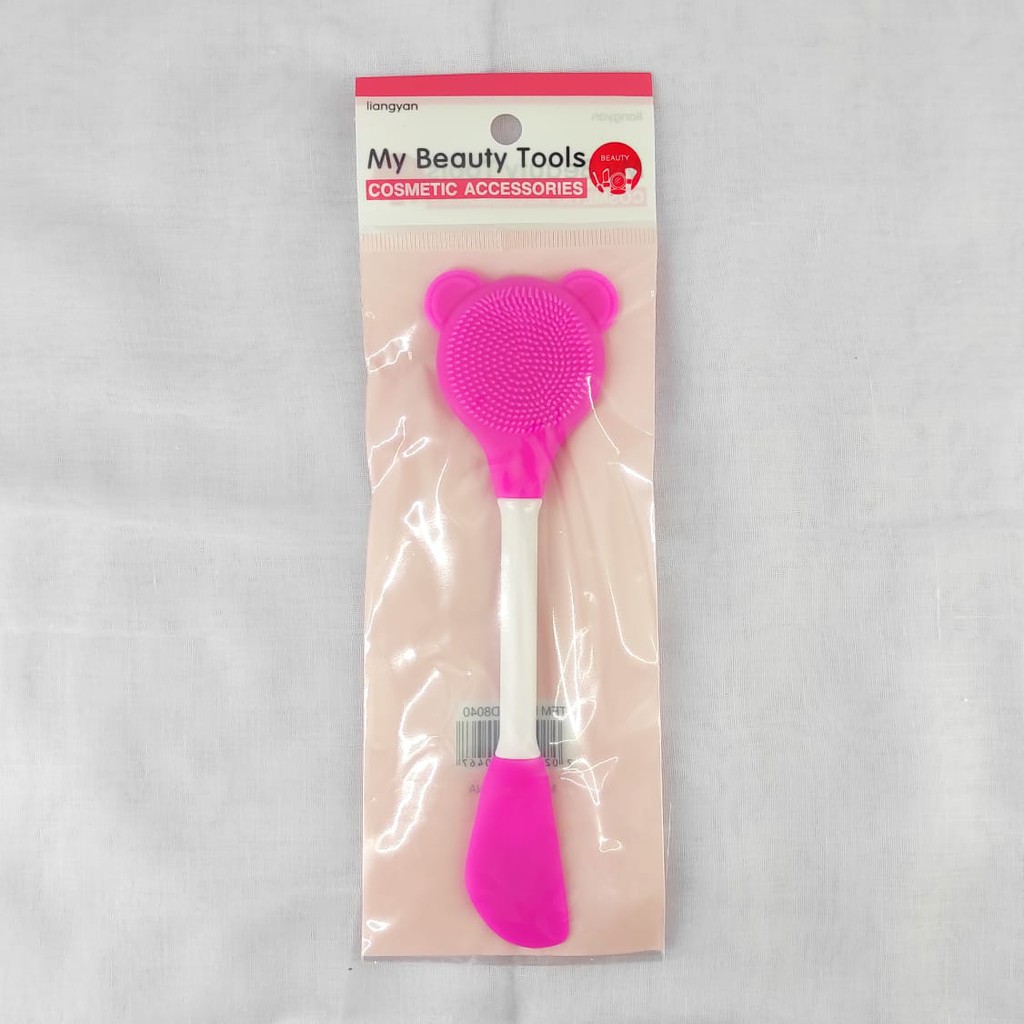 Kuas Face Brush + Spatula 2 in 1 Motif167 Mickey Mouse