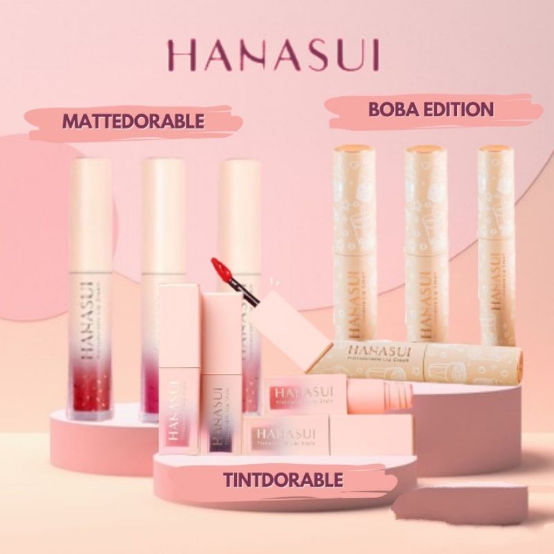 LIP CREAM HANASUI MATTEDORABLE LIPSTIK HANASUI TERMURAH Asli original hanasui Boba lip cream lipstik
