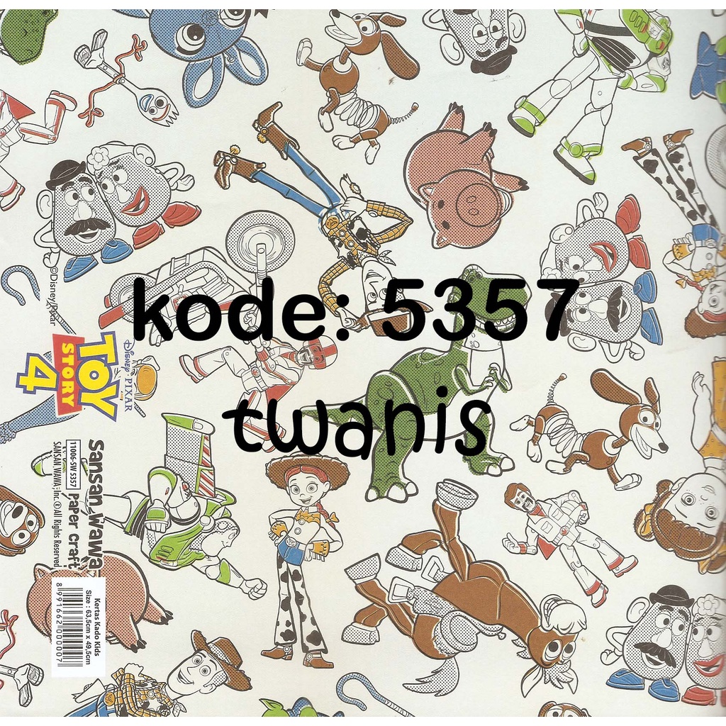 

BUNGKUS KADO KERTAS KADO SANWA TOY STORY KODE 5357 isi 25 LEMBAR BISA CAMPUR MOTIF LAIN