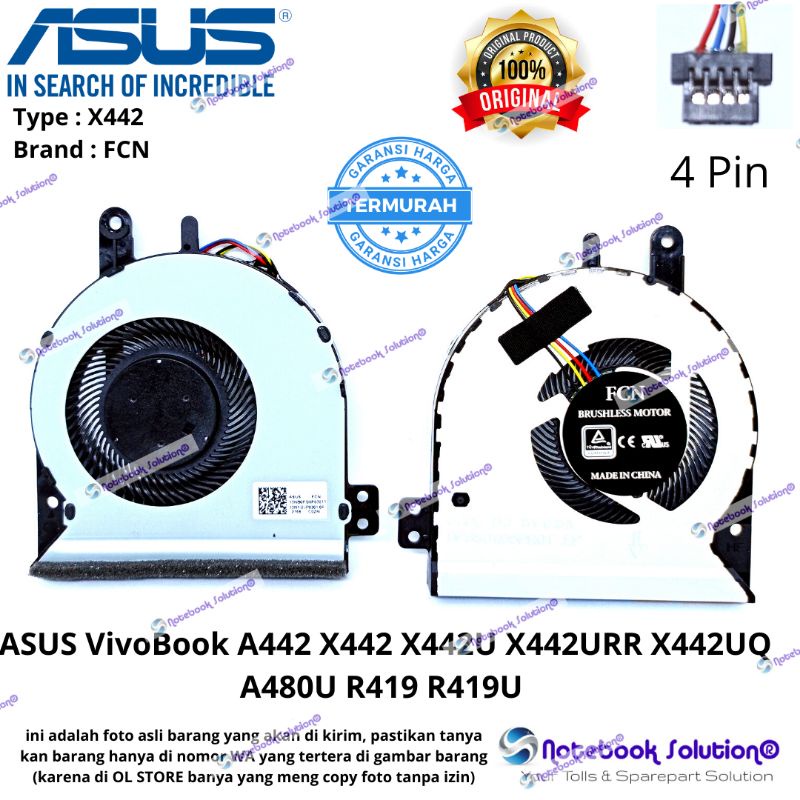 kipas fan ASUS VivoBook A442 X442 X442U X442URR X442UQ A480U R419 R419U