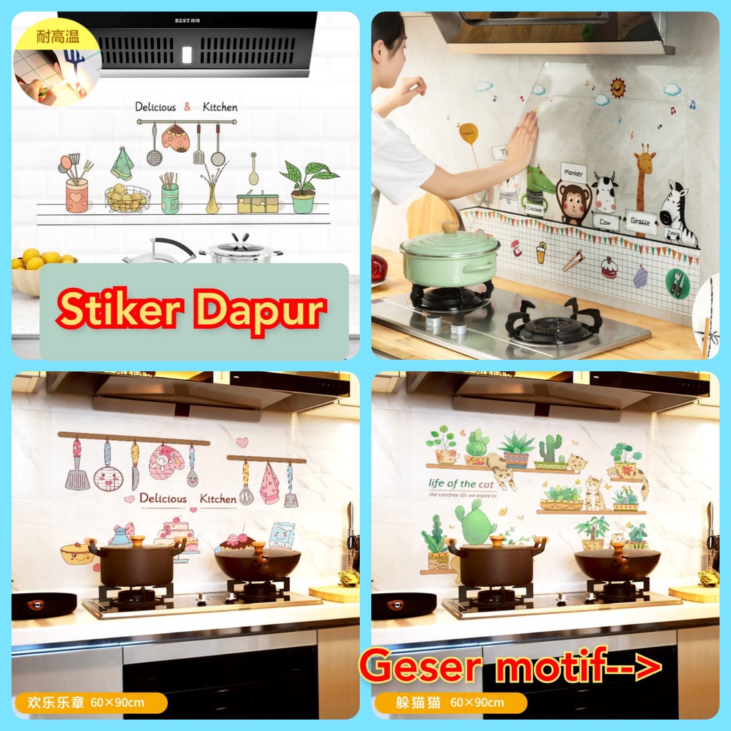 WALLSTIKER WALLSTICKER WALL STICKER STIKER DINDING KOREA POT KAKTUS PERABOTAN KOMPOR WALLPAPER KRAMI