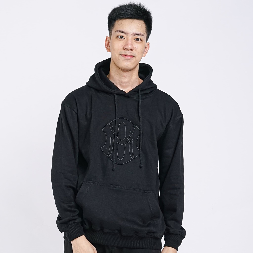 Oversize Embroidery Hoodie Black