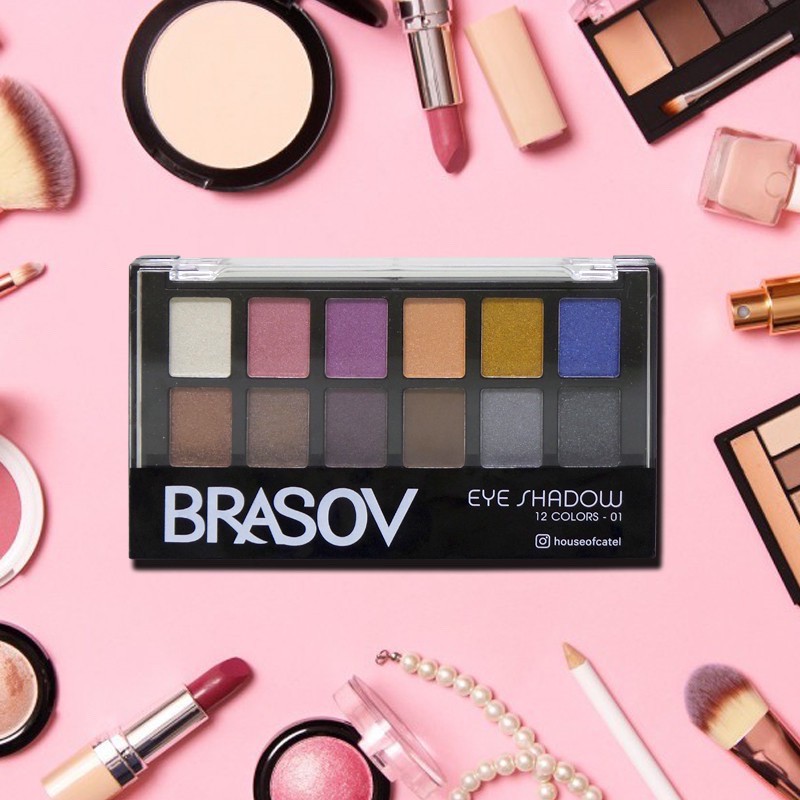 Eyeshadow Palette | Brasov Eye Shadow Palette 12 Warna Palet Eyeshadow Perona Mata Shimmer &amp; Matte