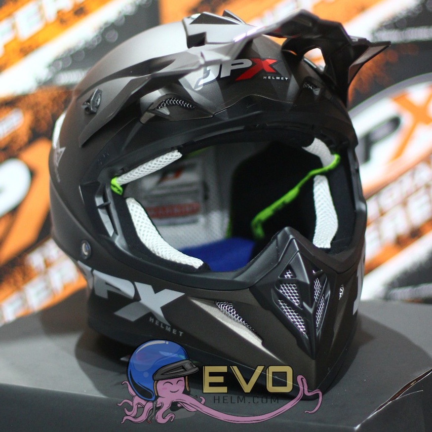 HELM JPX CROSS_SOLID -  GUNMETAL  DOFF/SILVER + GOOGLE SNAIL (ONGKIR 2 KG) HELM JPX TERBARU