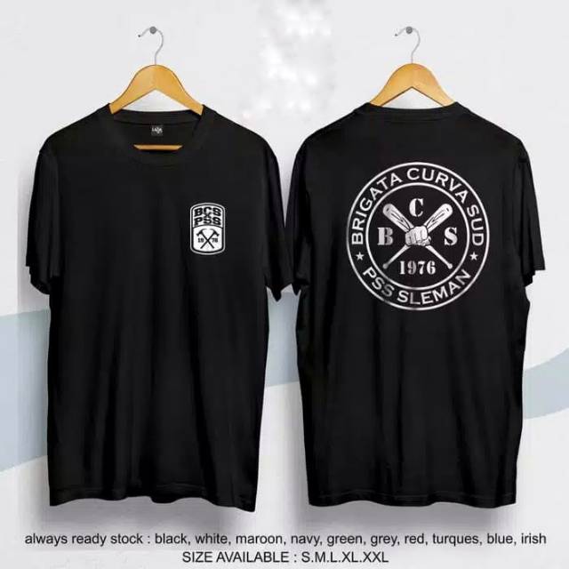 Tshirt baju kaos bcs brigata curva sud hitam ultras sleman 1976 BCSxPSS super elja kabupatenitaly