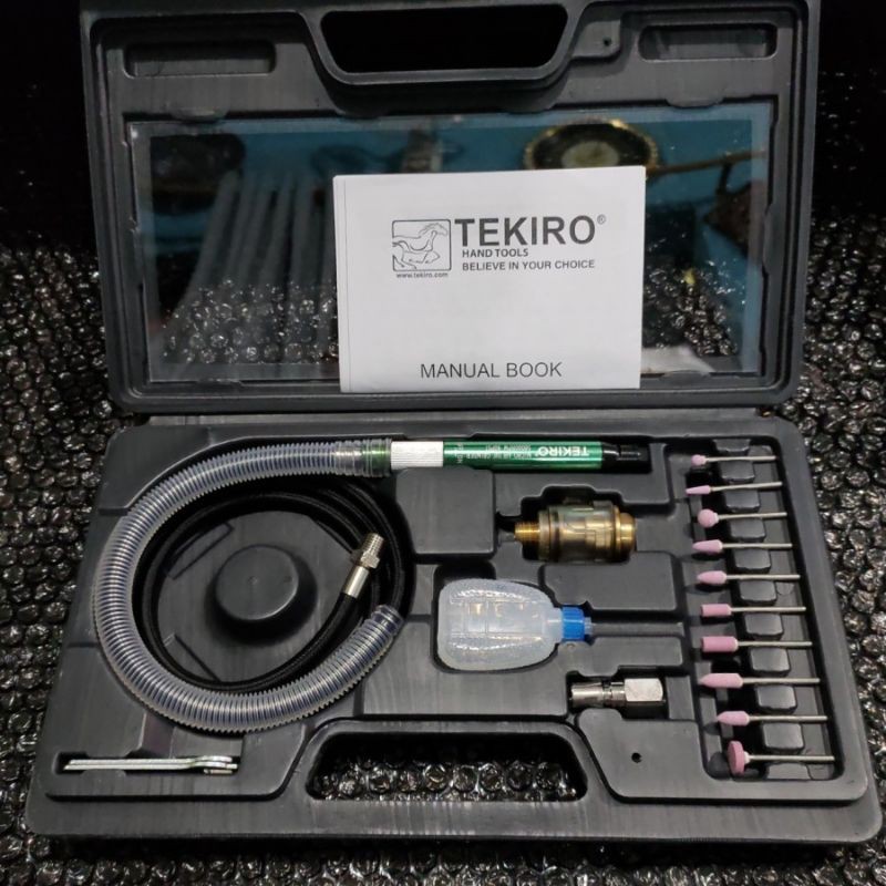 Gerinda angin set 16 pcs tekiro micro gerinda tangan angin set micro air die grinder bor mini grinde