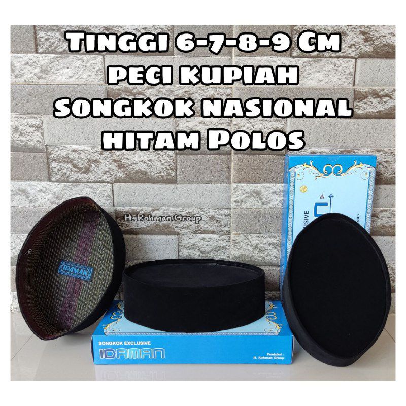 PECI HITAM TINGGI 6CM 7CM 8CM 9CM KOPIAH SONGKOK HITAM TINGGI 6 PECI KOPIAH HITAM TINGGI 7 PECI