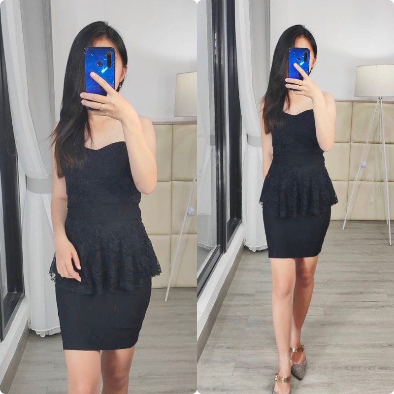 dress fashion wanita / dress kemben / dress sexy/ dress hitam brokat / dress import