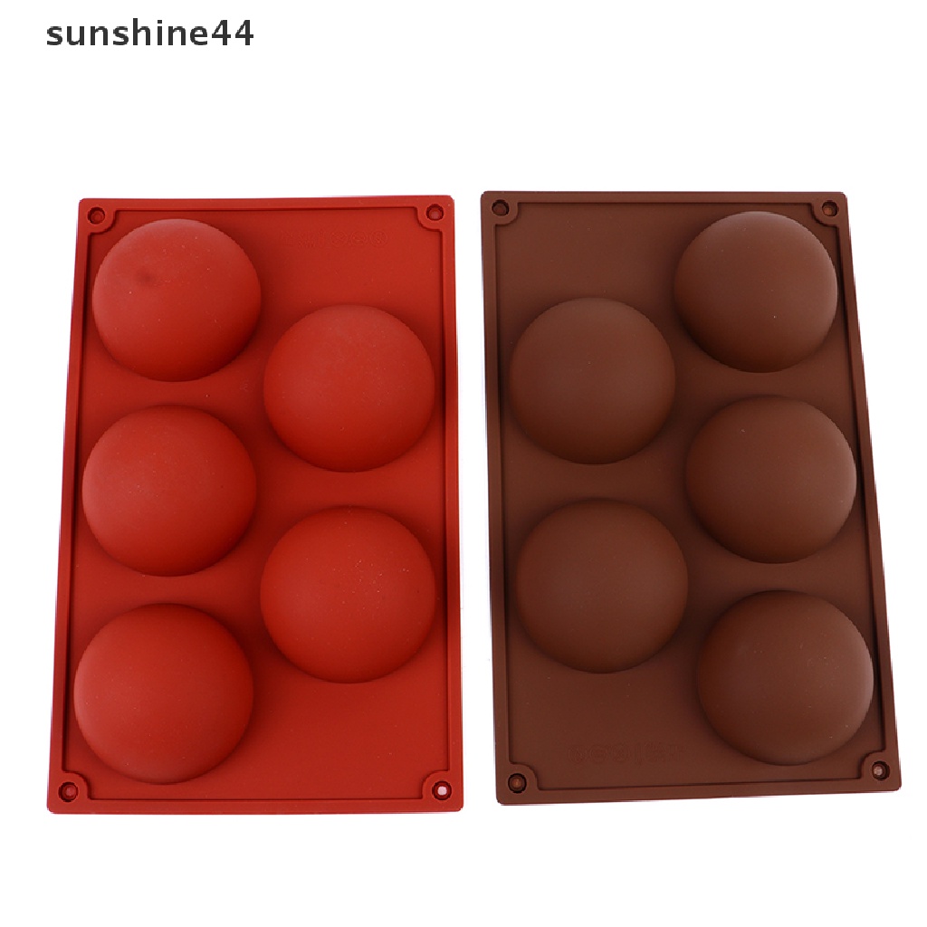 Sunshine Cetakan Kue / Coklat / Jelly / Mousse 5 Lubang Bentuk Setengah Bola Bahan Silikon