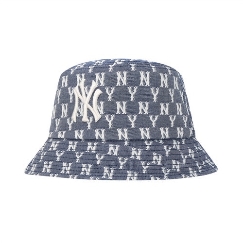 MLB NY Yankees Monogram Jacquard Bucket Hat Navy 100% Authentic