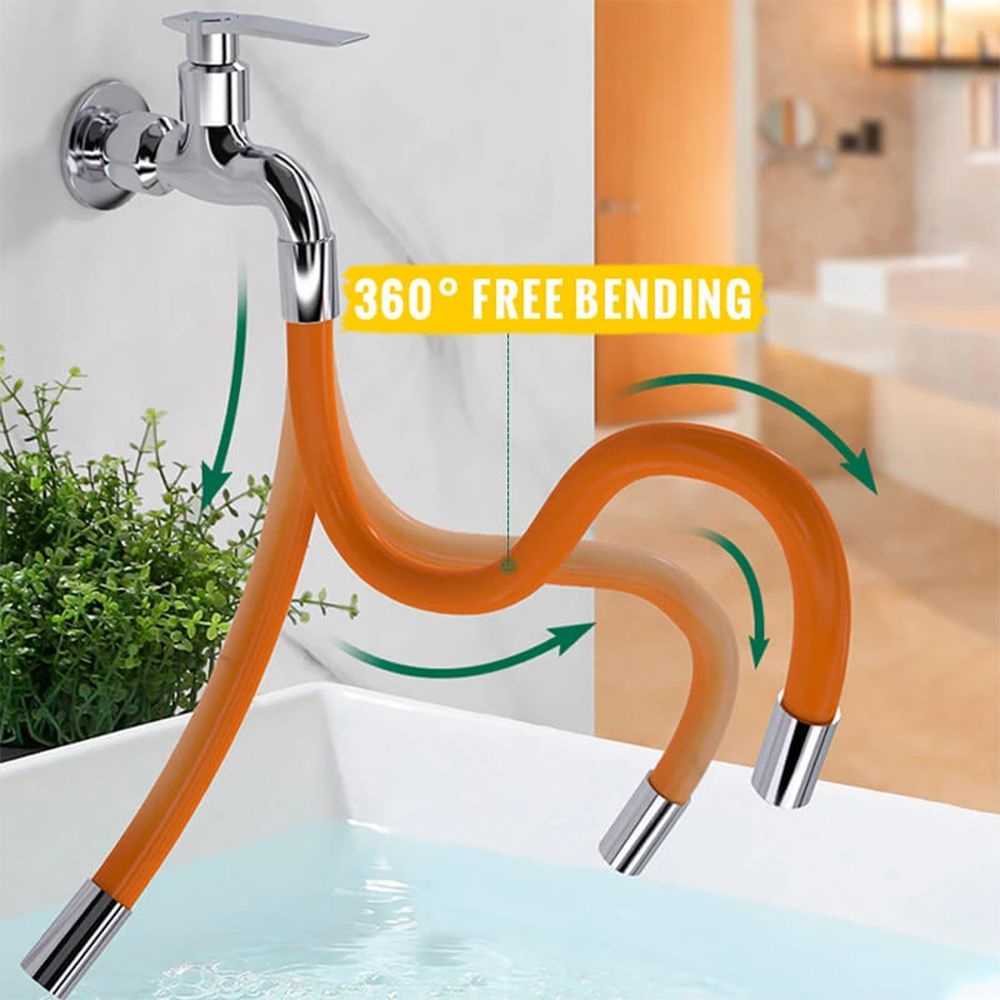 CHOOKEY Useful Faucet Extender Pipe General Interface Water Tap Accessories Lengthening Tube Portable Wash Basin 360° Rotating Durable Free Bending Flexible Hose/Multicolor