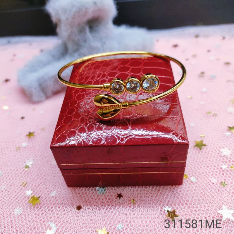 Gelang Tangan Bangle Wanita Titanium Anti Karat Lapis Emas Jewelry 581ME