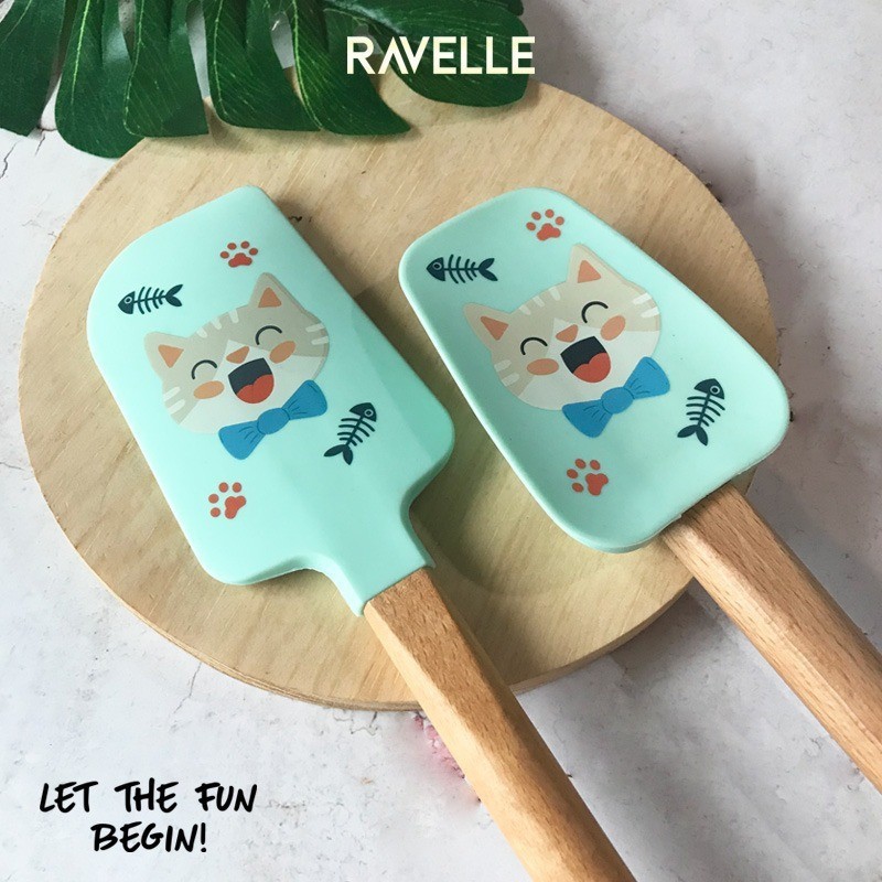 Ravelle Animal Sutil Set 2Pcs Peralatan Masak Sutil Spatula Silikon Motif Hewan Lucu