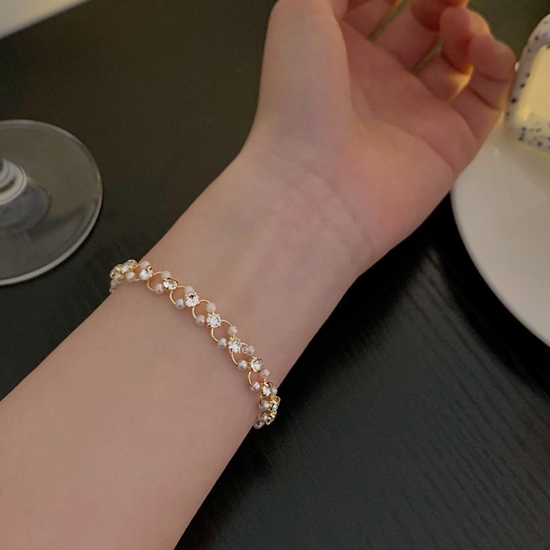 Gelang Mutiara Zircon Gaya Perancis Untuk Wanita