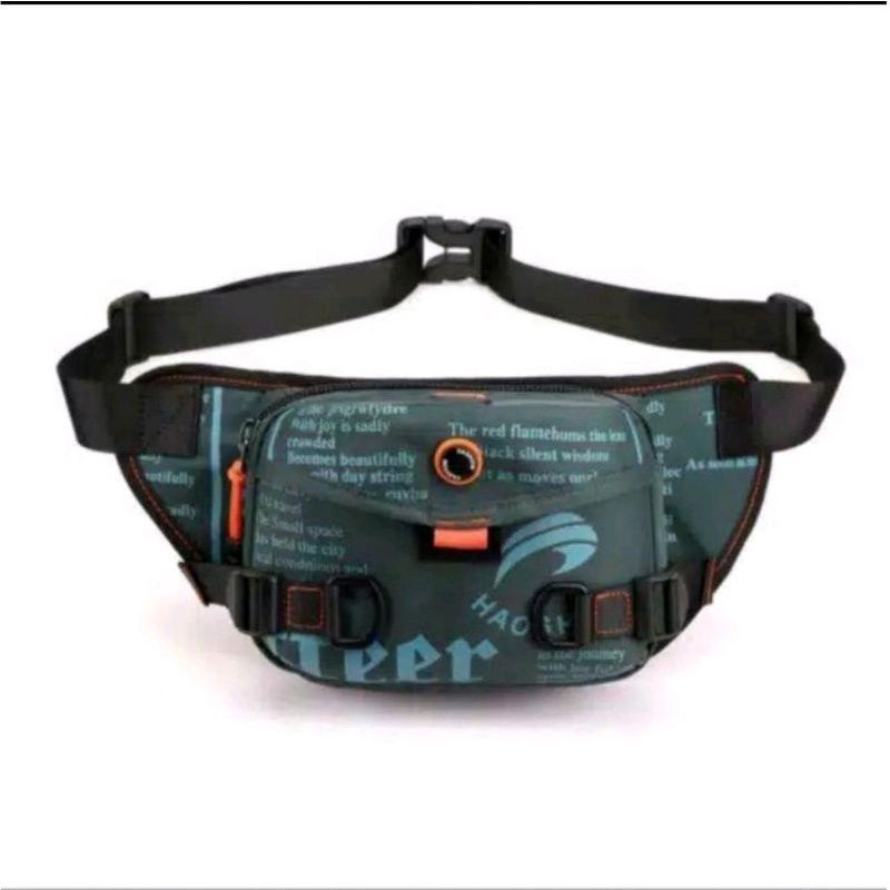 HAOSHUAI 5130 Tas Selempang Pria Elelgan Waistbag Pria Waterproof 100% import