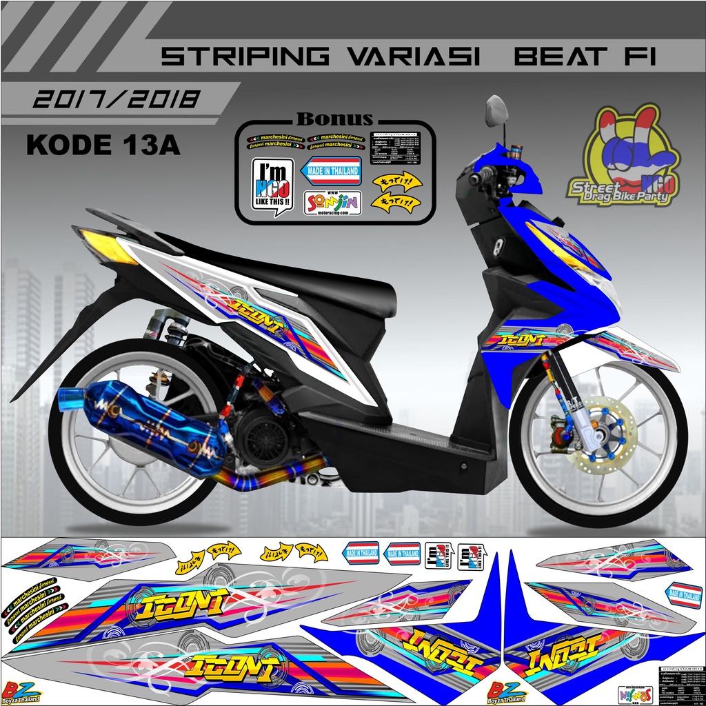 Striping Beat 2017-2019 Variasi Stiker Motor Beat Kode 13