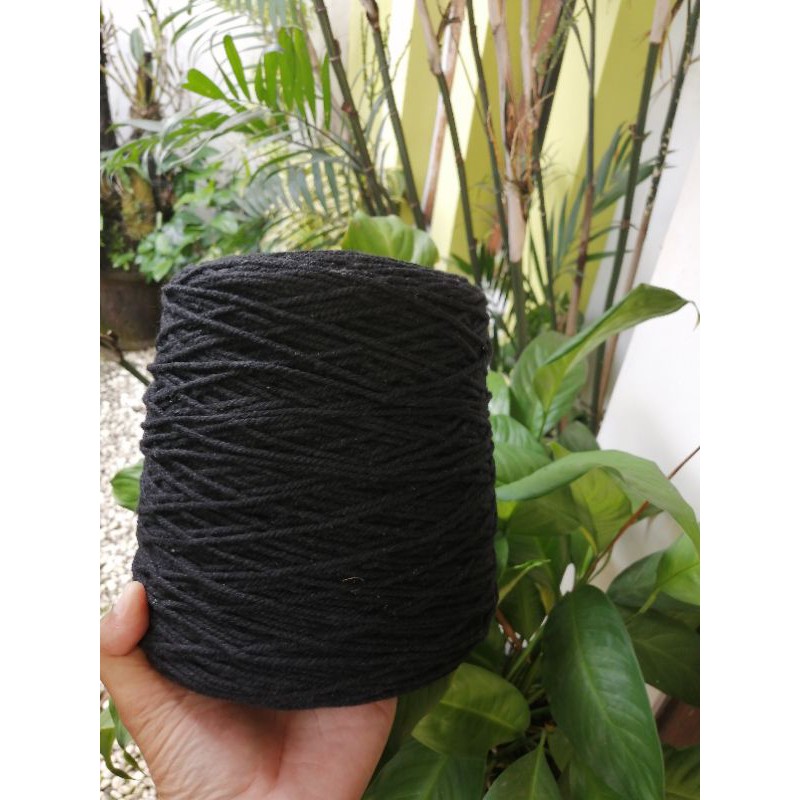 Cotton Rope/Tali Katun/Tali Macrame Hitam 2mm
