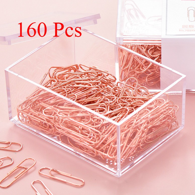 160 Pcs/set Rose Gold Color Creative Cute Shape Paper Clip for School Home Office Decoration