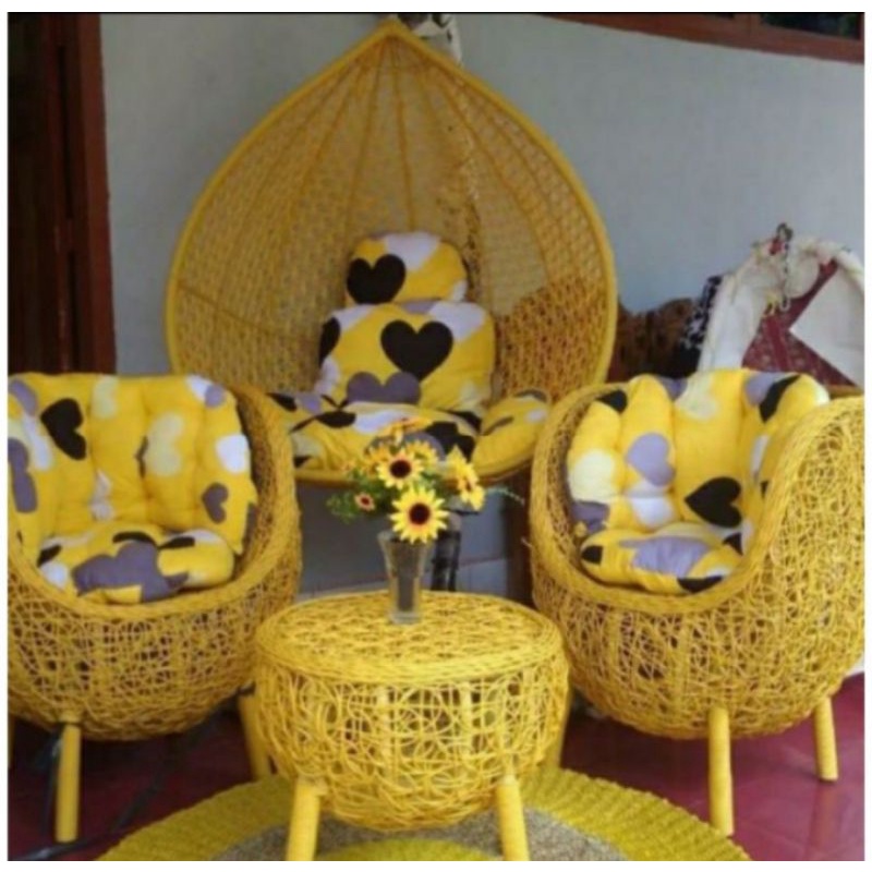 ayunan dan kursi teras brekele rotan sintetis