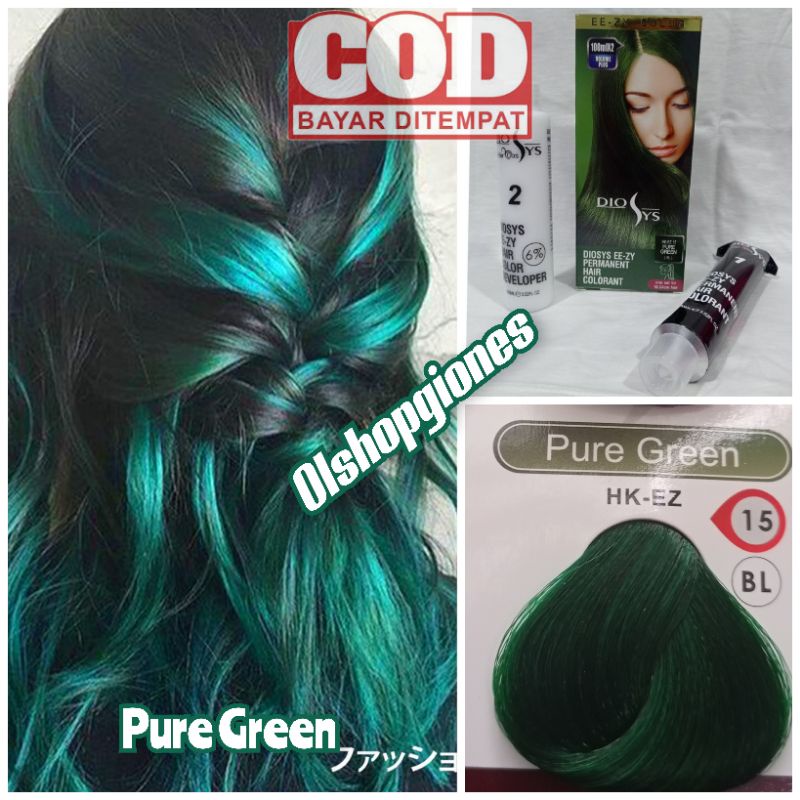 Cat rambut hair color Diosys 100ml col. PURE GREEN promo murah