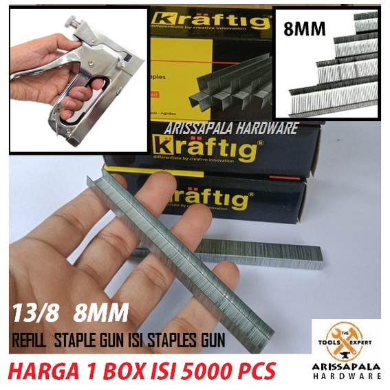 

Isi Staples 8 Mm 5000 pcs Isi Stapler U Refill Stapler Gun Staples Tembak gun tacker Jok Motor Wall Decor Wall Art