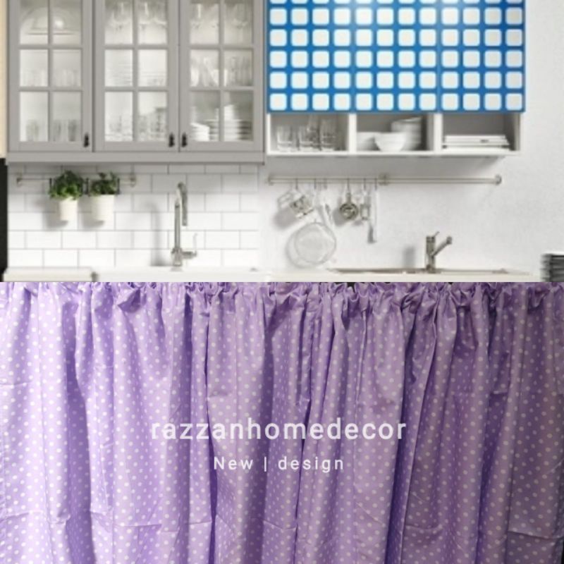 Gorden Gordeng Tirai Hordeng kolong dapur lilac | gorden kecil | Polkadot series