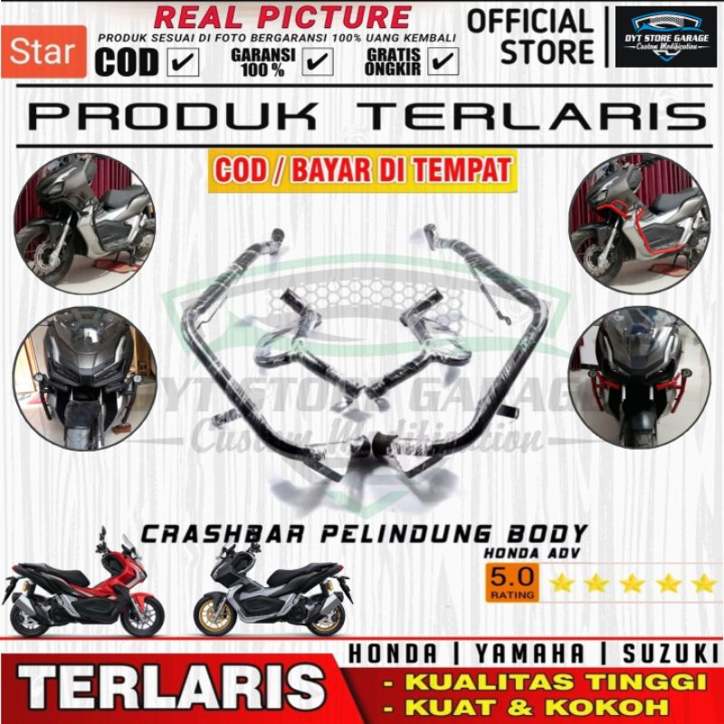 Tubular Crashbar Honda Adv 150 { Lancip }| Pelindung bodi depan Adv 150 | Bodi protector Variasi Mot