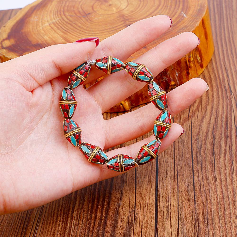 24 Gaya Manik-Manik Merah Coral Tibet Antik Handmade Untuk Membuat Perhiasan Gelang