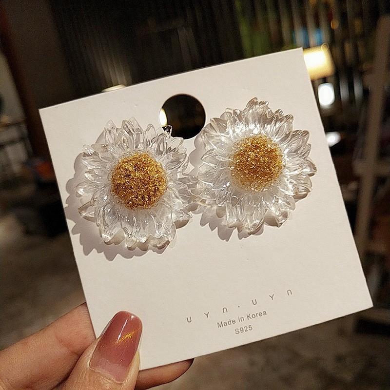 [Bayar di tempat] Korean S925 Sweet Cute Girl Daisy Flower Stud Earring-3