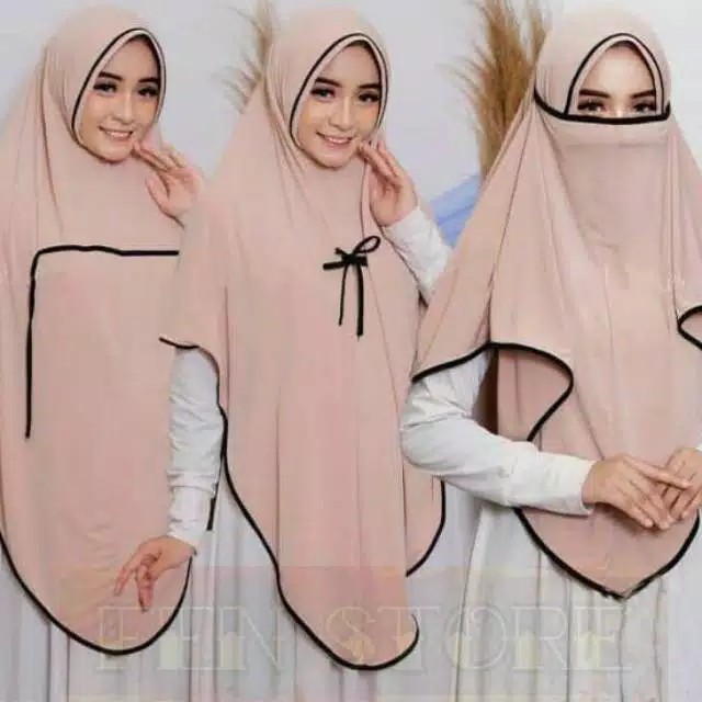 Alny Hijab -Jilbab Instan Niqab Sharmila Jilbab Ayana Cadar Jersey Jilbab 3 in 1 French Khimar Nadhira Niqab