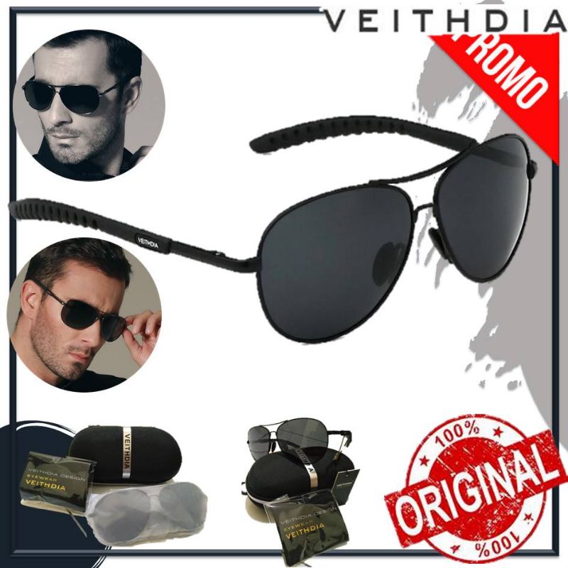 VEITHDIA  Kacamata aviator pria kacamata polarized pria 3088 original fulset