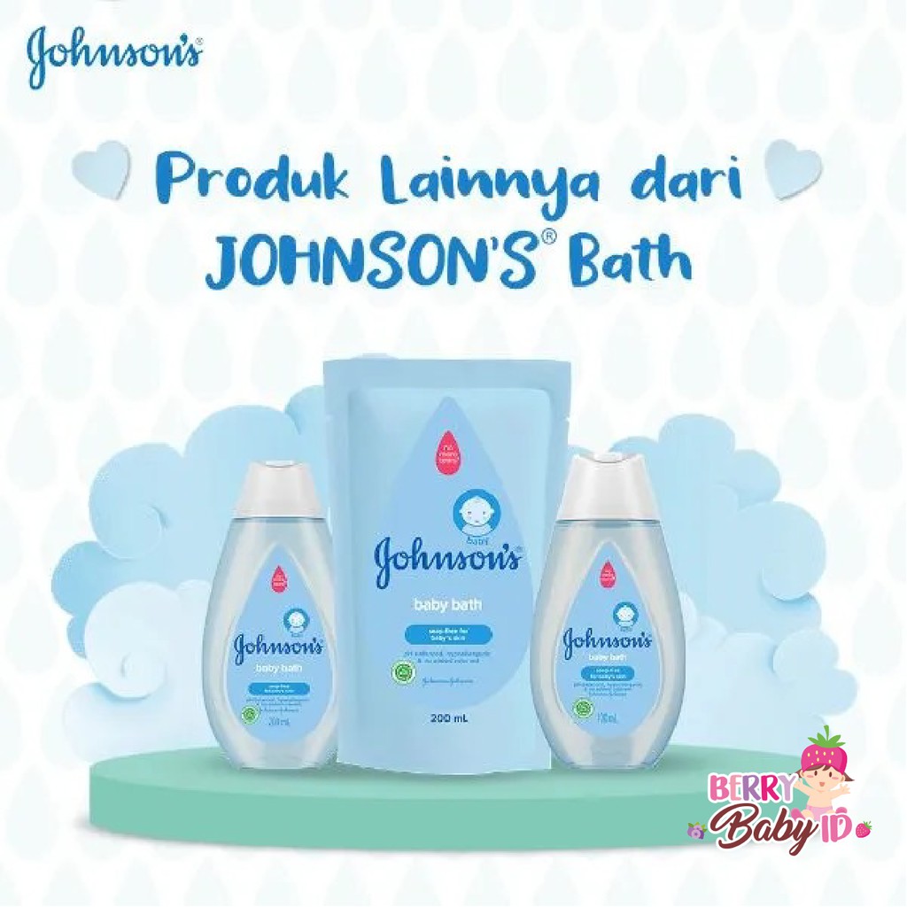 Johnson's Baby Bath Blue Sabun Cair Bayi Johnsons Refill Pack 200 ml Berry Mart