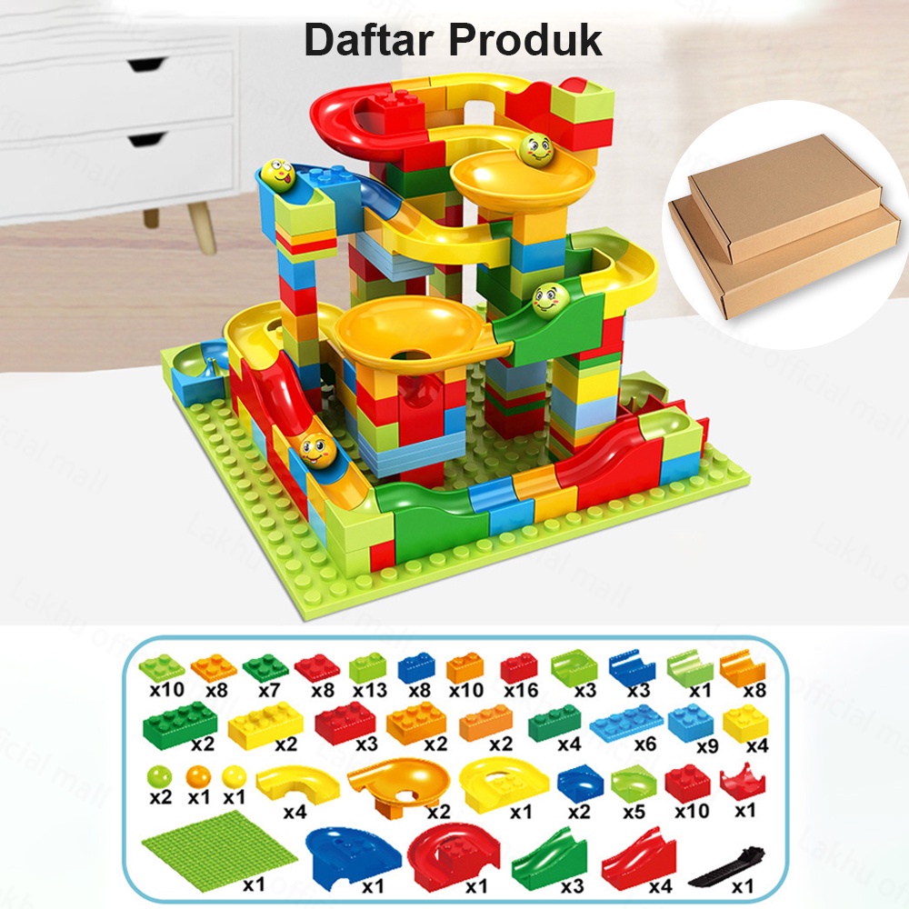 JCHO 168pcs Mainan Building Brick Block Marble Race Run Maze Block Balok Susun