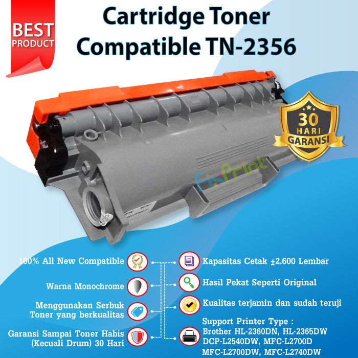 Compatible Toner Cartridge TN 2356 TN2356  Printer HL 2360DN HL 2365DW DCP L2540DW