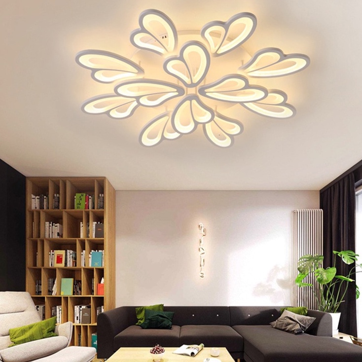 Lampu Hias Plafon Lampu Ruang Tamu Moderen Minimalis Premium Style 72W 220V Modern LED Chandelier Ceiling chandeliers Lighting With Remote Control For Living Room Bedroom kitchen Lustre Fixture Lights Antik Jadul Retro LED Ceiling Lamp Modern Living Room