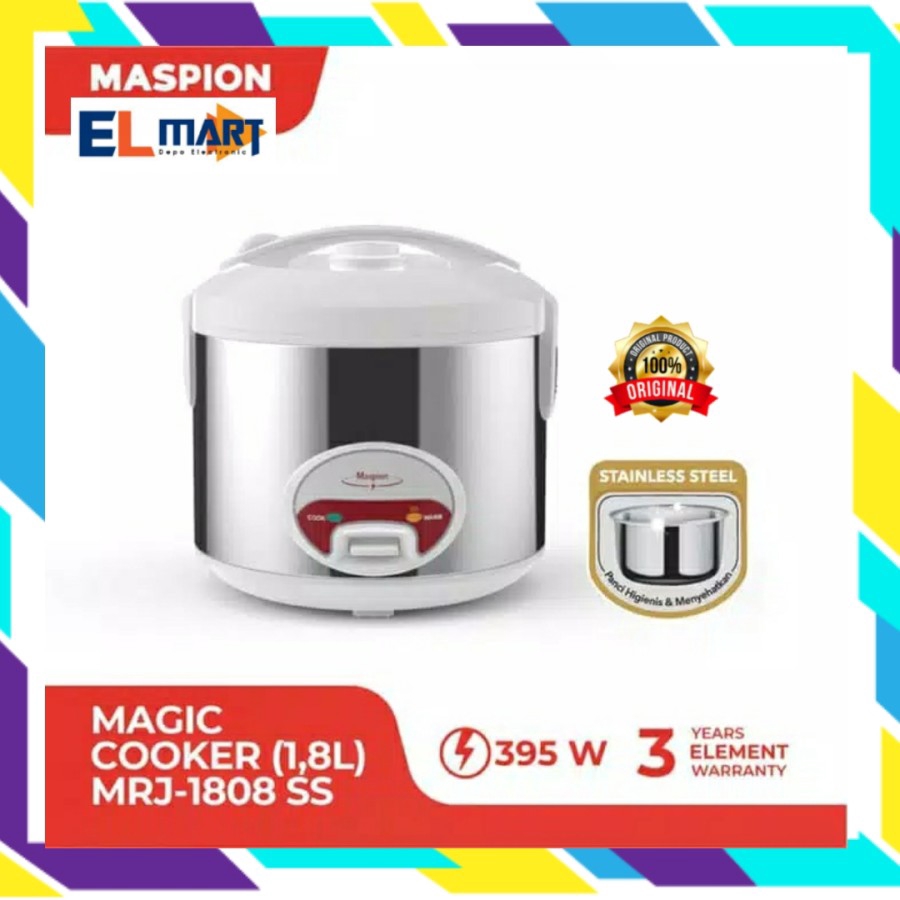 Magic Com Rice Cooker Maspion MRJ 1808SS - 1808 SS 1.8L Stainless MRJ1808SS Original